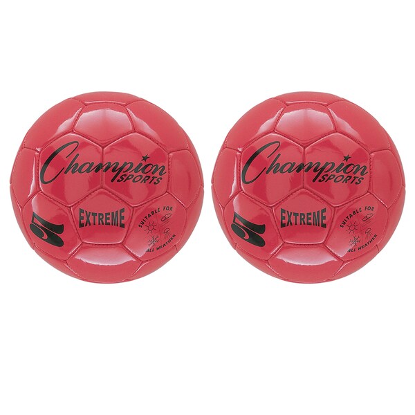 Champion Sports Extreme Soccer Ball, Red, Size 5, PK2 - EX5RD