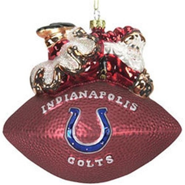 Caseys Indianapolis Colts 5 1/2 Peggy Abrams Glass Football Ornament - 194618895