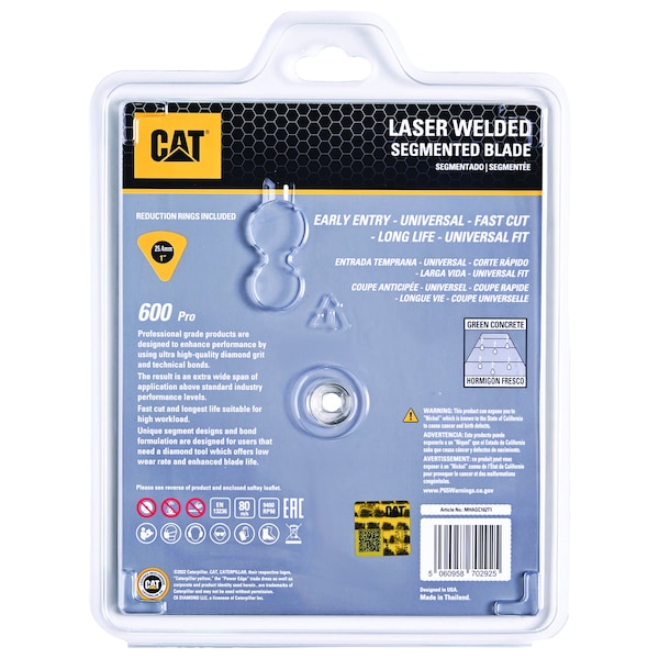 Caterpillar 600 Pro Early Entry Medium/Hard Aggregate Silent Green Concrete Diamond Blade 6 3/8-In - 162mm Red - DA33045U