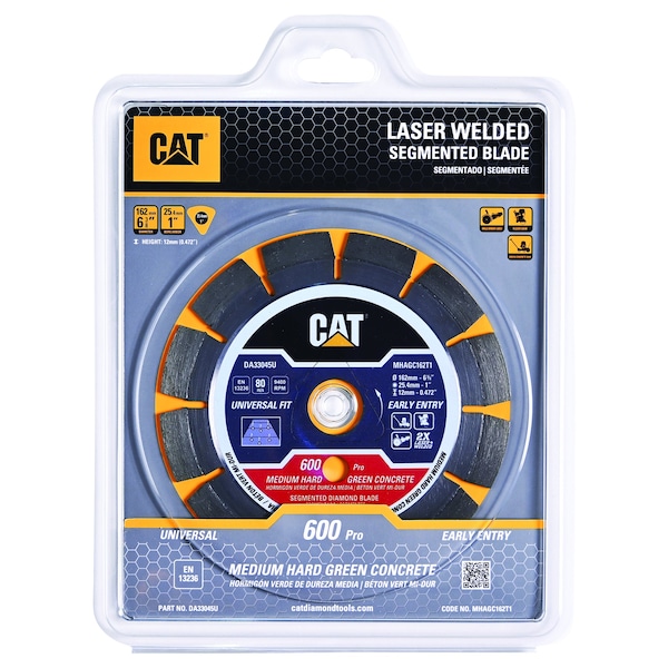 Caterpillar 600 Pro Early Entry Medium/Hard Aggregate Silent Green Concrete Diamond Blade 6 3/8-In - 162mm Red - DA33045U