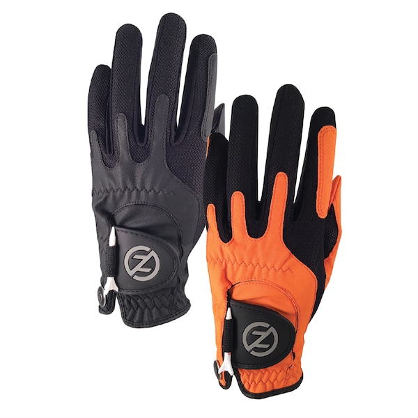 Zero Friction Men's Synthetic Performance Golf Glove, Black & Orange, PK2 - GL00108
