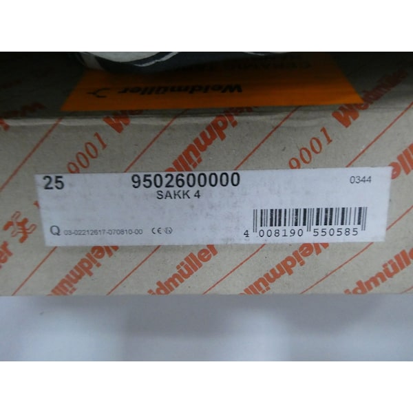 Weidmuller CERAMIC TERMINAL AND CONTACT BLOCK, 25PK - 9502600000 SAKK 4