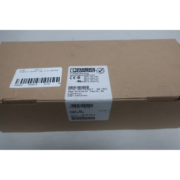 Phoenix Contact Terminal And Contact Block, UKK 5TG 3007042 - UKK 5-TG 3007042