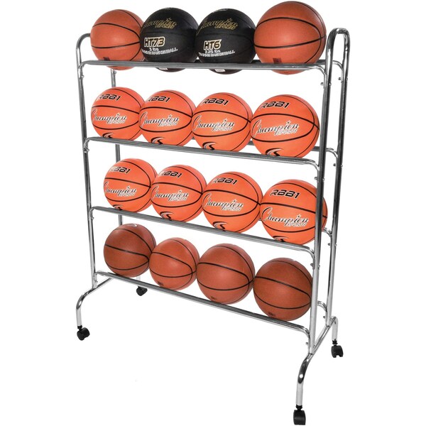 Champion Sports Basketball Cart, 4 tier, 16 ball capacity - BRC4