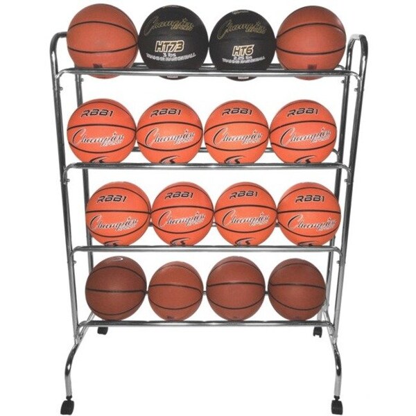 Champion Sports Basketball Cart, 4 tier, 16 ball capacity - BRC4