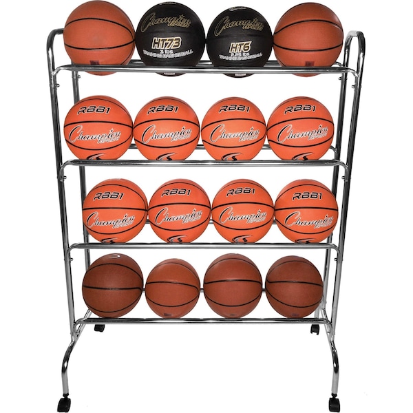 Champion Sports Basketball Cart, 4 tier, 16 ball capacity - BRC4