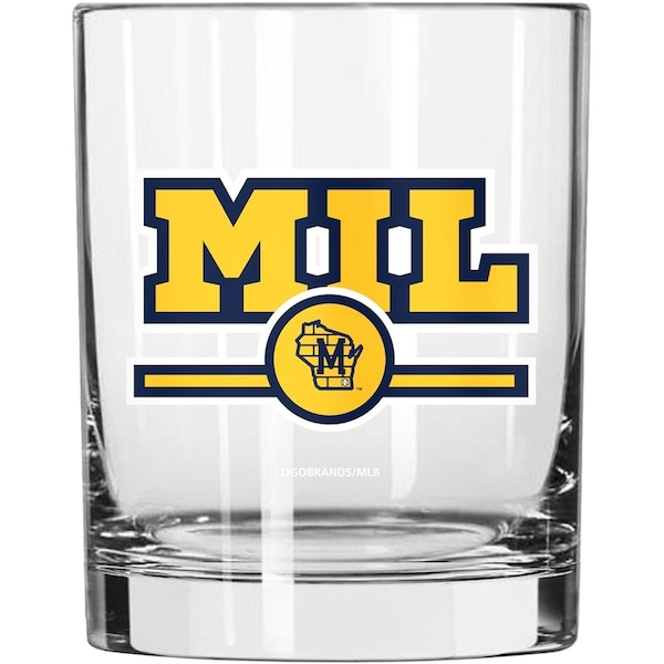 Logo Chair 14 oz Major League Baseball Milwaukee Brewers Letterman Rocks Glass - 516-G14R-2