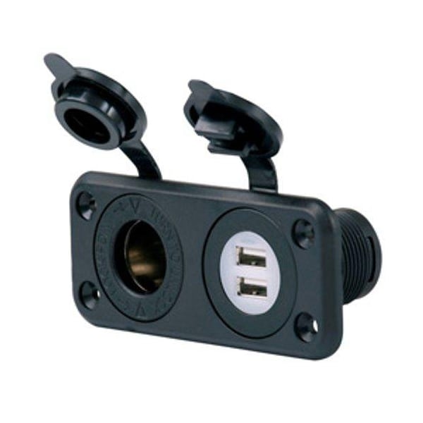 Ilc Replacement Ezgo / Cushman / Textron PRO FIT 12 Volt Dual USB Port Charger AND 12 Volt Receptacle - PRO FIT 12 VOLT DUAL USB PORT CHARGER AND 12 VOLT