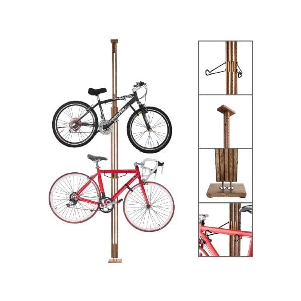 Leisure Sports Leisure Sports Tension Mount Bike Storage Rack Holds 2 Bicycles Vertically, Adjustable Height - 765188GPA