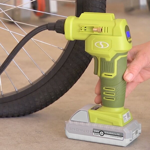 Sun Joe 24-Volt 2.0-Ah Air Joe Pro Cordless Compressor w/ Nozzle Adapters + Storage Case - 24V-AJC-LTE