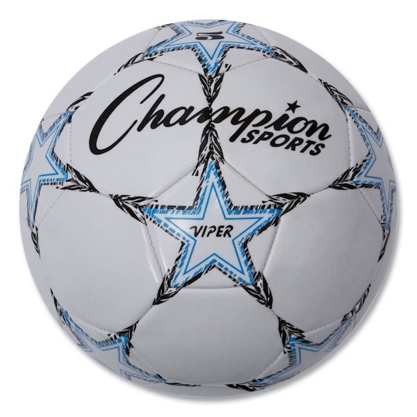 Champion Sports VIPER Soccer Ball, No. 5. Size, 8.5" to 9" Diameter, White - VIPER5