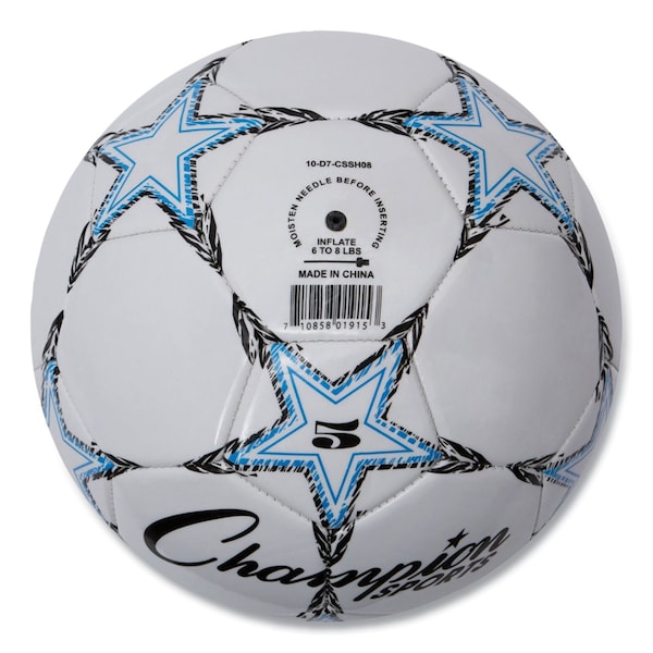 Champion Sports VIPER Soccer Ball, No. 5. Size, 8.5" to 9" Diameter, White - VIPER5