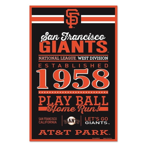 Wincraft San Francisco Giants Sign 11x17 Wood Established Design - 3208562277