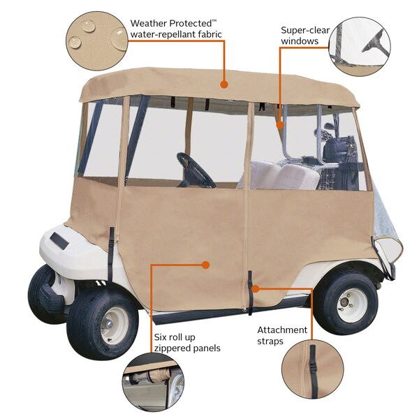 Classic Accessories 4-Sided Tan Golf Cart Enclosure - 72072