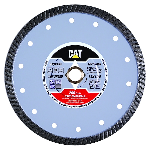 Caterpillar 200 Trade Turbo Hard Materials Diamond Blade 7-In - 180mm - DA30305U
