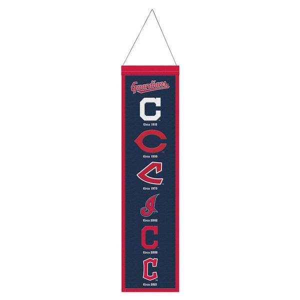 Wraft Fanatics 8 x 32 in. Cleveland Guardians Banner Wool Heritage Evolution Design - 9416647689