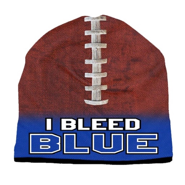 American Mills Beanie I Bleed Style Sublimated Football Royal Blue Design - 1122702528