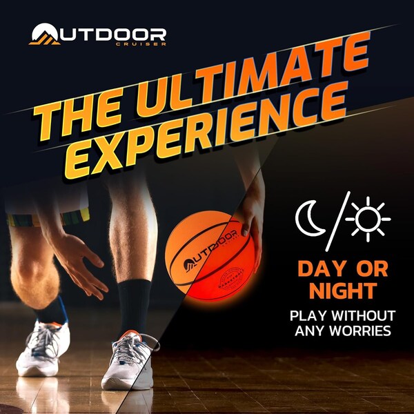 Outdoorcruiser Light Up Basketball Waterproof Rubber Construction Glow in The Dark Glows Up to 30Hrs TapActivation - OCBBL7