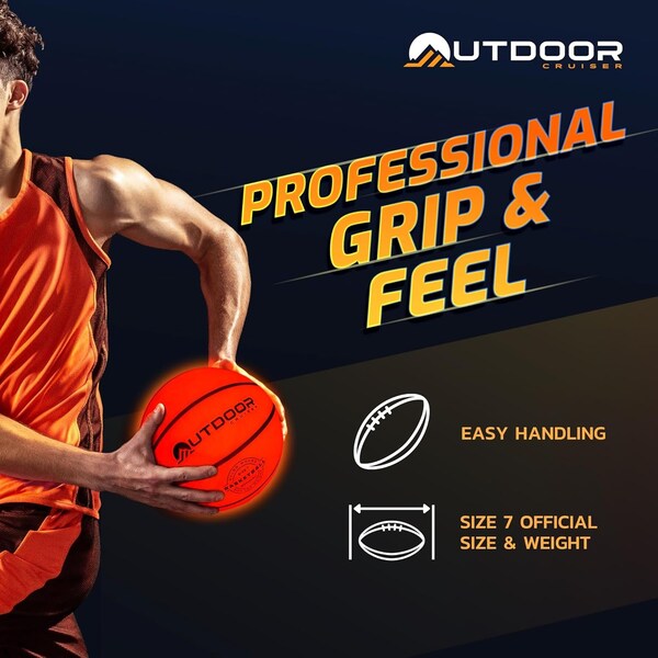 Outdoorcruiser Light Up Basketball Waterproof Rubber Construction Glow in The Dark Glows Up to 30Hrs TapActivation - OCBBL7