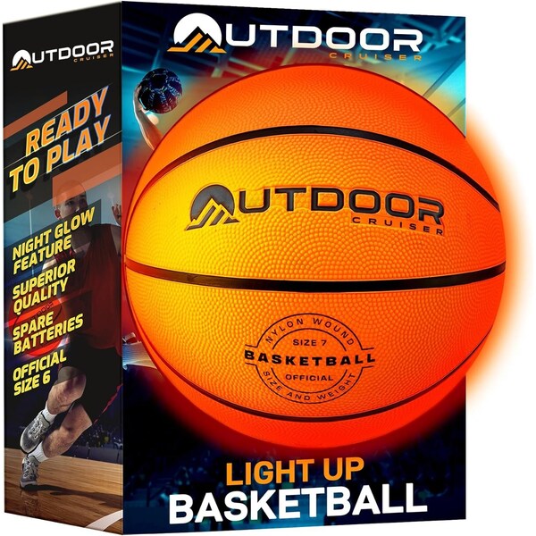 Outdoorcruiser Light Up Basketball Waterproof Rubber Construction Glow in The Dark Glows Up to 30Hrs TapActivation - OCBBL7