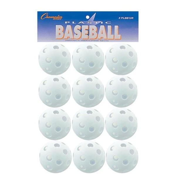 Champion Sports Champion Sports PLBB12R 9 in. Plastic Baseball; White - Set of 12 - PLBB12R