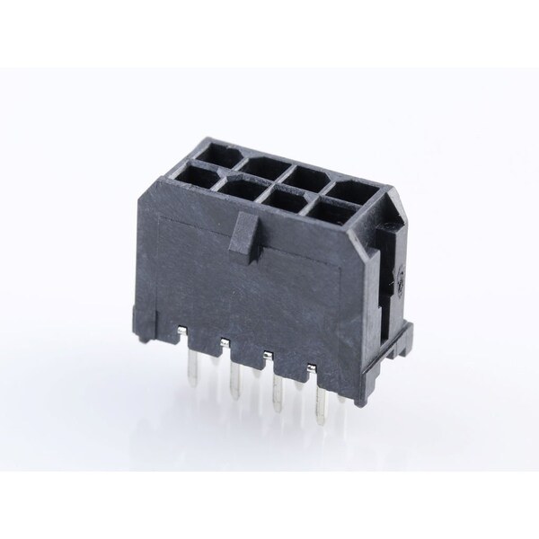 Molex Board Connector, 8 Contact(S), 2 Row(S), Male, Straight, Solder Terminal, Locking, Black Insulator,  - 430450828