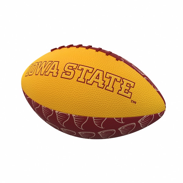 Logo Brands IA State Repeating Mini-Size Rubber Football - 156-93MR-3