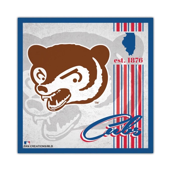Teamlogos 10 x 10 in. Album Design Chicago Cubs Wood Sign - TE3369259