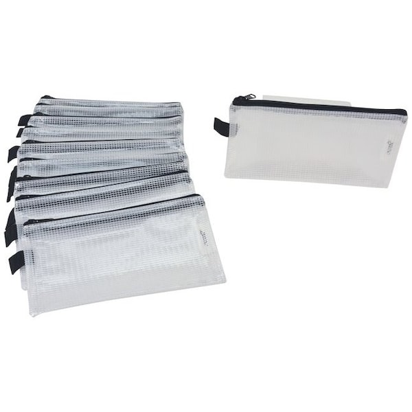 Sax Mesh Zippered Bag, 5 x 9 Inches, Clear with Black Trim, Pack of 10 PK - 2018756