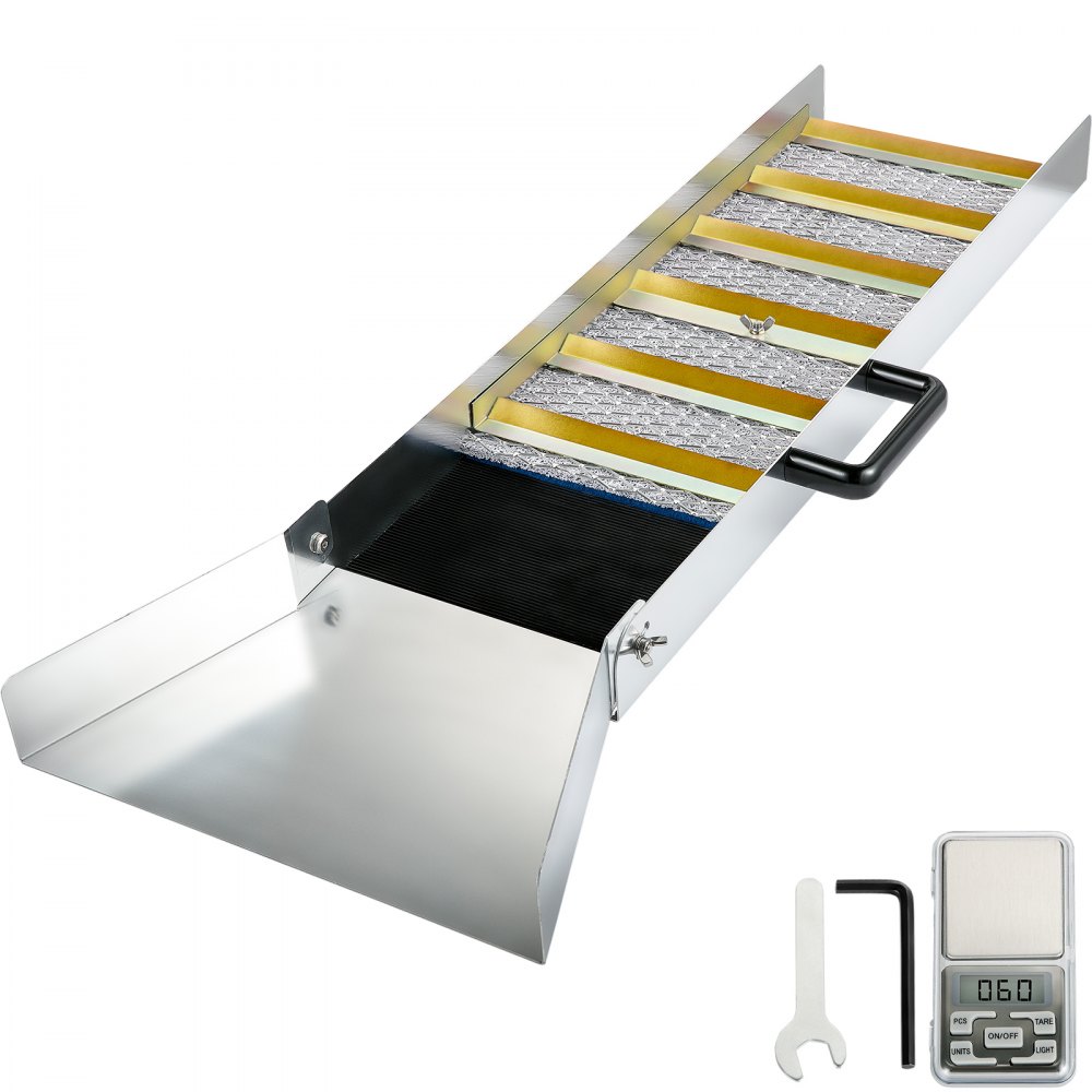 VEVOR Aluminum Alloy Sluice Box, Compact 36" Mini Sluice Boxes for Gold, Lightweight Gold Sluice Equipment, Portable Sluice Boxes w/Miner's Moss, River, Creek, Gold Panning, Prospecting, Dredging - TJGJJSLCX36MKK3D2V0