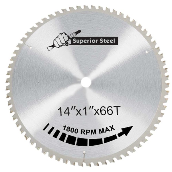 Superior Steel 14 Inch x 66 Teeth x 1 Inch Arbor Metal Cutting Carbide Tipped Saw Blade - 35066