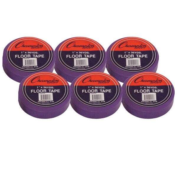 Champion Sports Floor Marking Tape, 1in x 36 yd, Purple, PK6 - 1X36FTPR