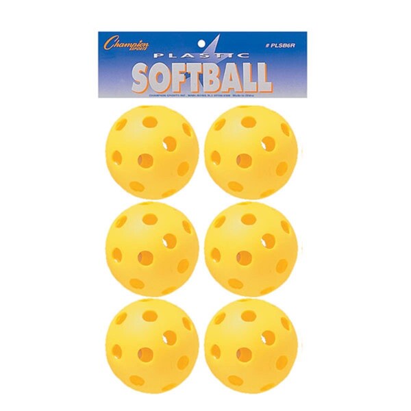 Champion Sports Plastic Softball, Yellow - PLSB6R