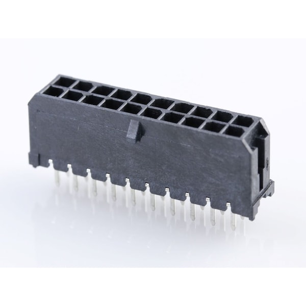 Molex Board Connector, 20 Contact(S), 2 Row(S), Male, Straight, Solder Terminal, Locking, Black - 430452028