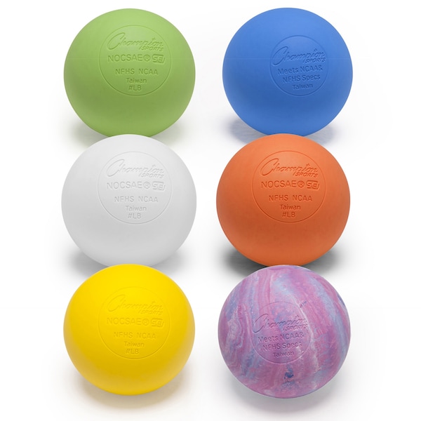 Champion Sports Official Lacrosse Ball Set, 6 Assorted Colors - LBSET