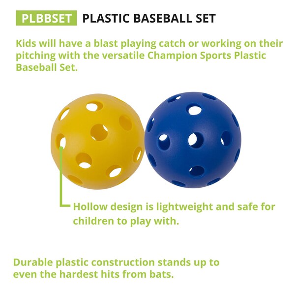 Champion Sports Plastic Baseballs, PK18 - PLBBSET