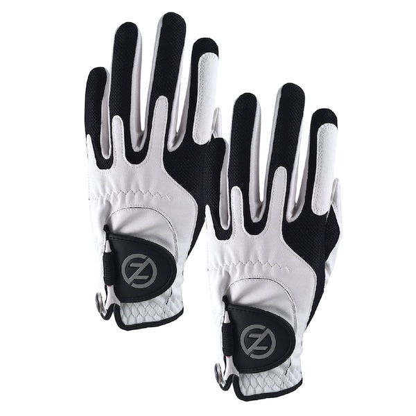 Zero Friction Men's Synthetic Performance Golf Glove, White & White, PK2 - GL00112