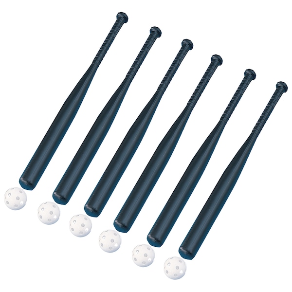 Champion Sports Plastic 31-Inch Baseball Bat + Ball Combo Set, PK6 - PLBC