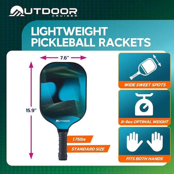 Outdoorcruiser Outdoor Cruiser Pickleball Set, USAPA Approved, 2 Paddles, 4 Balls, Grip Tapes, Carry Bag - OCGPKB03