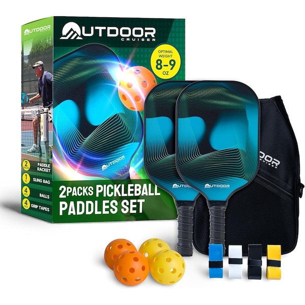 Outdoorcruiser Outdoor Cruiser Pickleball Set, USAPA Approved, 2 Paddles, 4 Balls, Grip Tapes, Carry Bag - OCGPKB03