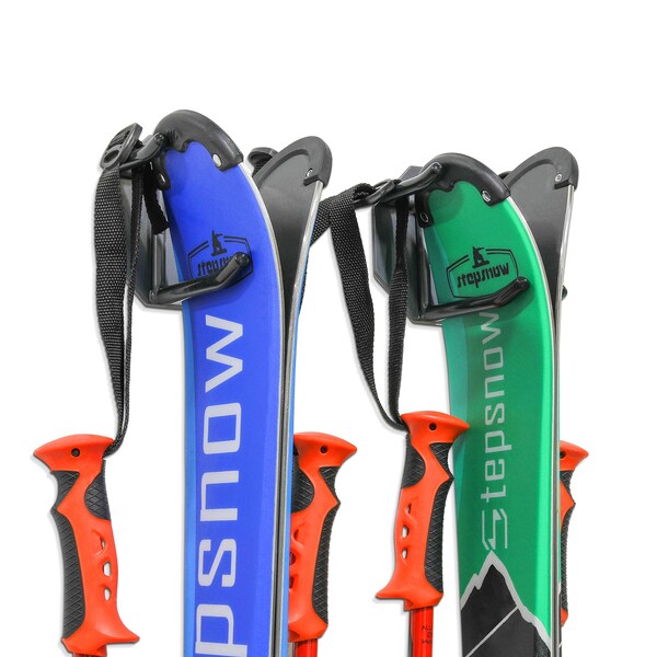 Raxgo Wall Mounted Ski Rack, Ski Wall Mount for 2 Pairs of Skis & Poles or Snowboard, Set of 2 Hooks - RGWMSR2PCK