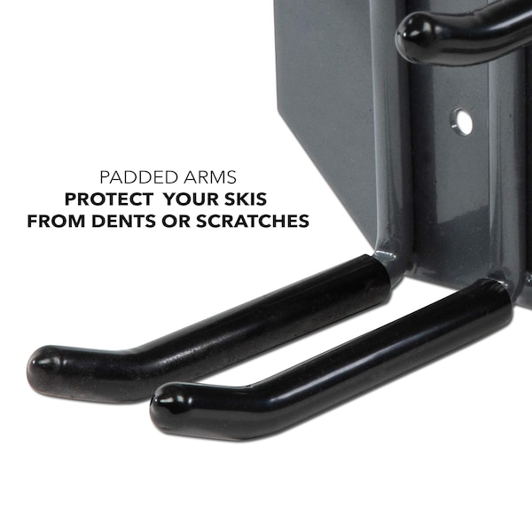 Raxgo Wall Mounted Ski Rack, Ski Wall Mount for 2 Pairs of Skis & Poles or Snowboard, Set of 2 Hooks - RGWMSR2PCK