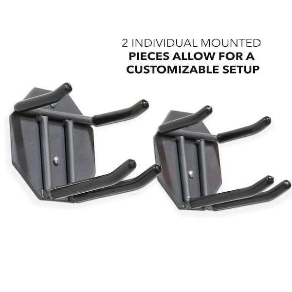 Raxgo Wall Mounted Ski Rack, Ski Wall Mount for 2 Pairs of Skis & Poles or Snowboard, Set of 2 Hooks - RGWMSR2PCK