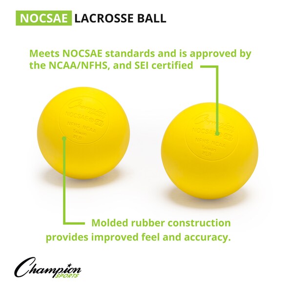 Champion Sports Offical Size Lacrosse Balls, PK12 - LBY
