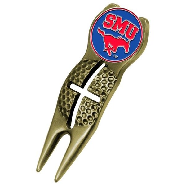 Linkswalker LinksWalker LW-CO3-SMU-XTOOL-G Southern Methodist University Mustangs-Crosshairs Divot Tool - Gold - LW-CO3-SMU-XTOOL-G