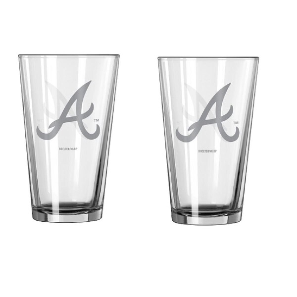 Signed And Sealed Atlanta Braves Pint Frost Design Glass Set - 2 Piece - SI3350192