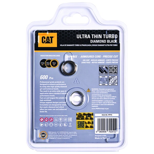 Caterpillar 600 Pro Porcelain Tile-Hard Dense Materials 4.5-In Blade 115mm - DA33700U