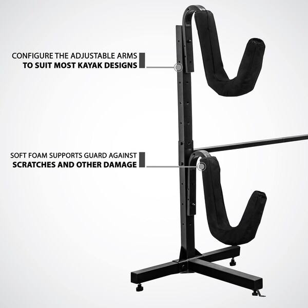 Raxgo Freestanding Kayak Storage Rack, Indoor & Outdoor Kayak Stand for 2 Kayaks - RGFSKR
