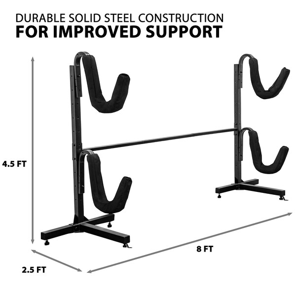 Raxgo Freestanding Kayak Storage Rack, Indoor & Outdoor Kayak Stand for 2 Kayaks - RGFSKR