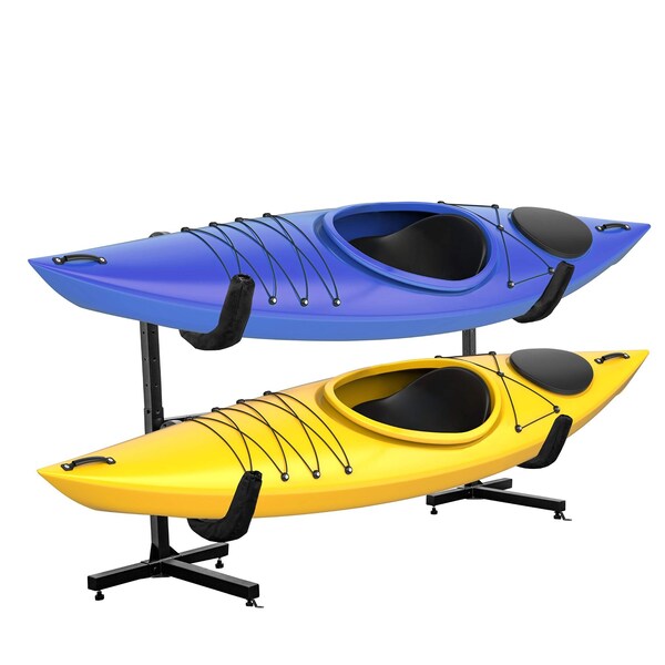 Raxgo Freestanding Kayak Storage Rack, Indoor & Outdoor Kayak Stand for 2 Kayaks - RGFSKR